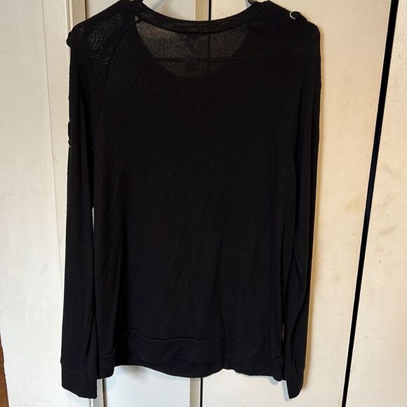 Black long sleeve lace up shoulder L - Picture 4 of 4